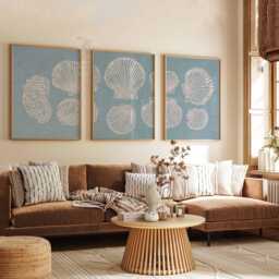 Set Of 3 Seashell Posters, Coastal Wall Art Prints, Nautical Beach Decor For Living Room Or Bedroom - thumbnail 2