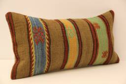 Handmade Lumbar Kilim Pillow 10x20Inch 25x50cmorientalbohopillowturkish Kilim Pillowcover Chair Smalloblong Cushioncovertribal 4Yef-16 - thumbnail 1