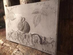 Mouse Wall Sculpture, Composite Stone, Mouse Plaque, Home Ornament, Garden Art, Relief Animal Art - thumbnail 1