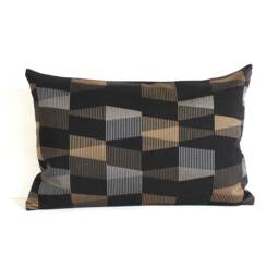 Black & Copper Geometric Throw Pillow Cover Modern Upholstery Fabric Pillowcase - thumbnail 1