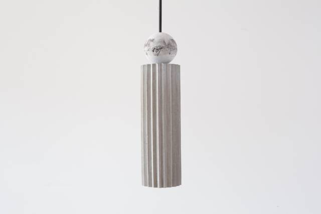 Handmade Concrete Cylinder Pendant Light With Marble Accent - image 1