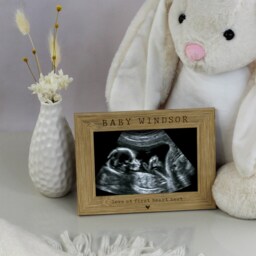 Personalised Baby Scan Photo Frame, Love At First Heart Beat, Engraved Name, New Parent Gift, Pregnancy Announcement Picture 4x6 - thumbnail 2
