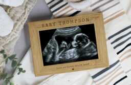 Personalised Baby Scan Photo Frame, Love At First Heart Beat, Engraved Name, New Parent Gift, Pregnancy Announcement Picture 4x6 - thumbnail 1
