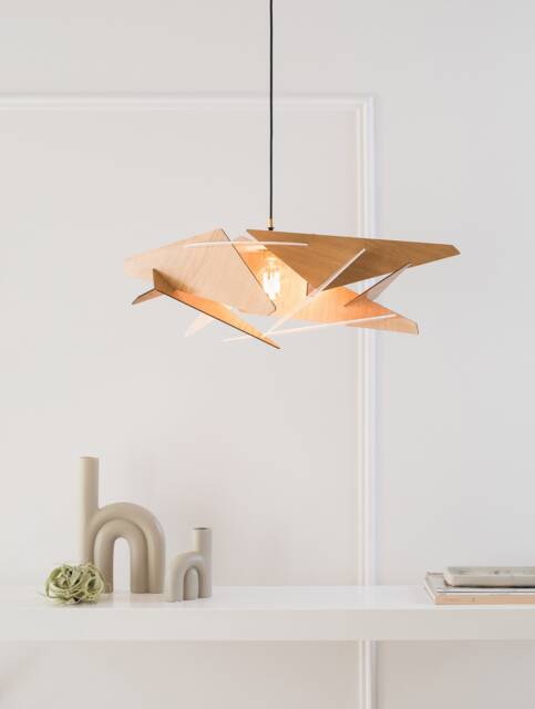 Wood Pendant Light, Hanging Lamp, Kitchen Island, Wooden Lampshade, Modern Design, Ceiling Fixture, Scandinavian Style, Natural - image 1