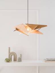 Wood Pendant Light, Hanging Lamp, Kitchen Island, Wooden Lampshade, Modern Design, Ceiling Fixture, Scandinavian Style, Natural - thumbnail 1