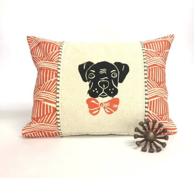 Boxer Dog Kidney Pillow Orange Tribal Print, Mom Gift - image 1