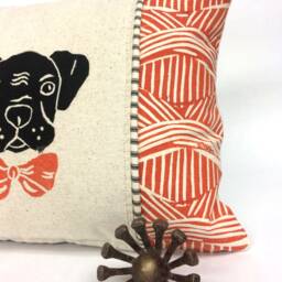 Boxer Dog Kidney Pillow Orange Tribal Print, Mom Gift - thumbnail 3