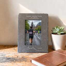 Leeds Marathon Personalised Slate Photo Frame - Engraved Route Gift For Runners