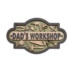 Personalised Dad's Workshop Sign, Wooden Wall Decor, Fathers Day Gifts For Dad, Diy Tools Gift Handyman, Rustic Plaque, Birthday - thumbnail 1
