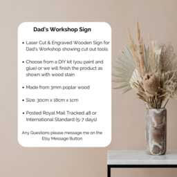 Personalised Dad's Workshop Sign, Wooden Wall Decor, Fathers Day Gifts For Dad, Diy Tools Gift Handyman, Rustic Plaque, Birthday - thumbnail 2