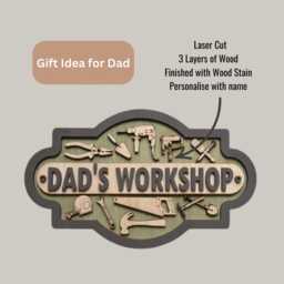 Personalised Dad's Workshop Sign, Wooden Wall Decor, Fathers Day Gifts For Dad, Diy Tools Gift Handyman, Rustic Plaque, Birthday - thumbnail 3