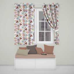 Kawaii Ice Cream Cone Popsicle Sweet Dessert Seamless Pattern Light Grey Readymade Eyelet Ring Top Thermal 100% Blackout Curtains - thumbnail 1