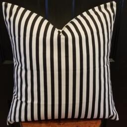 striped Farmhouse Pillow Cover Black & White Or Washed Blue - thumbnail 2