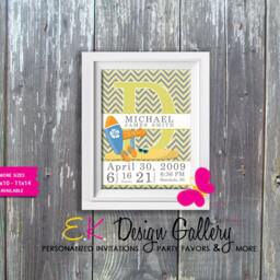 Personalized Beach Theme Baby Birth Stats Art Print - Digital Download - thumbnail 2