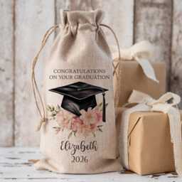Personalised Bottle Bag, Graduation Class Of 2026, Wine Bottle University Keepsake Gift - thumbnail 2