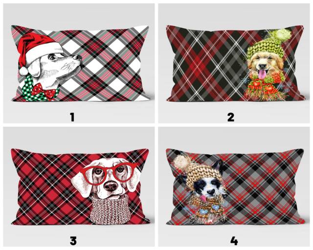 Dog Print Waist Pillow Cover/Christmas Cushions Covers/Winter Cushion Cover/Rectangle Case/xmas Throw Case/Dog Case - image 1
