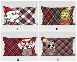 Dog Print Waist Pillow Cover/Christmas Cushions Covers/Winter Cushion Cover/Rectangle Case/xmas Throw Case/Dog Case - thumbnail 1