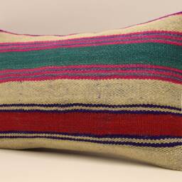 Rug Pillow, Sofa 12x20, Vintage Kilim Living Room Decoratioon, Wool Cushion Cover Boho Pillow Throw 4Oef-544 - thumbnail 3