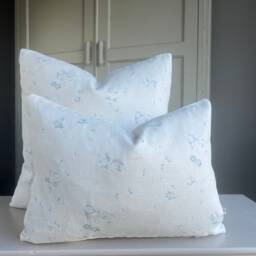 Cabbages & Roses Ditzy Blue White Floral Shabby Chic Designer Cushion Pillow Cover - thumbnail 1