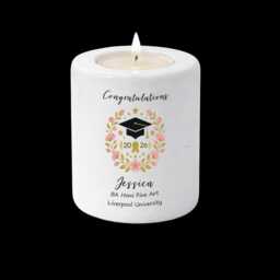 Personalised Ceramic Graduation Tea Light Holder Keepsake Gift - Customised With Name, University, Course & Year - thumbnail 3