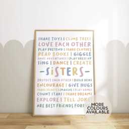 Sisters Quote Print - Girls Bedroom Playroom Nursery Wall Poster Unframed - thumbnail 1