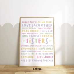 Sisters Quote Print - Girls Bedroom Playroom Nursery Wall Poster Unframed - thumbnail 3