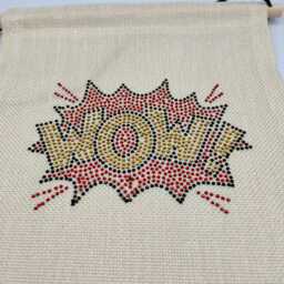 Rhinestone Wow, Pop Art, Cartoon Style, Hanging Banner Flag, Linen Wall Stocking Filler, Room Welsh Decor, Kid's Children's Decor - thumbnail 2