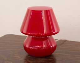 Mushroom Lamp Red Venetian Murano Glass - Handcrafted Italian Light - thumbnail 1