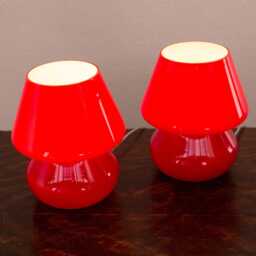 Mushroom Lamp Red Venetian Murano Glass - Handcrafted Italian Light - thumbnail 4