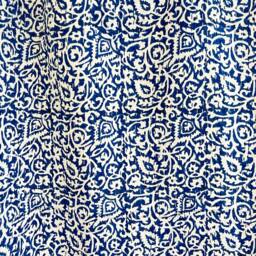 Kantha Stitch Pure Cotton Reversible Bed/Sofa Throw King Size - Handmade Handprinted Floral Dohar Leaves Weave Blue White Rustic - thumbnail 2