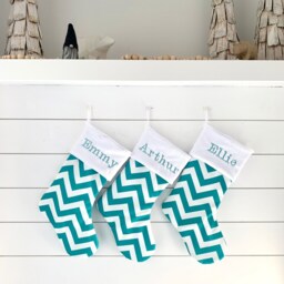 Nautical Christmas Stocking, Turquoise, Teal Christmas, Ocean, Personalized Coastal, Starfish, Chevron 520 562 582 - thumbnail 3