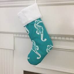 Nautical Christmas Stocking, Turquoise, Teal Christmas, Ocean, Personalized Coastal, Starfish, Chevron 520 562 582 - thumbnail 4