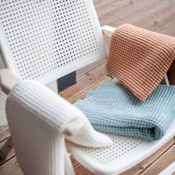 Waffle Linen Towel Set in Oatmeal Body, Hand & Face Waffle Towels. Linen Bath Towels - thumbnail 4