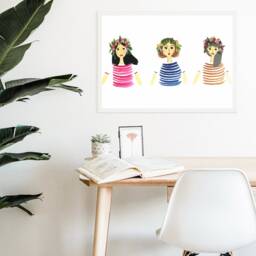 Floral Hair Wreath Girls Art Print, Gouache Illustration - A4/A5 - thumbnail 2