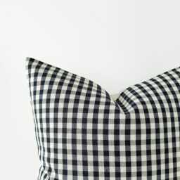 Black Gingham Pillow Cover - Neutral Plaid Cushion - thumbnail 2