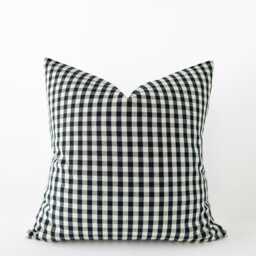 Black Gingham Pillow Cover - Neutral Plaid Cushion - thumbnail 1