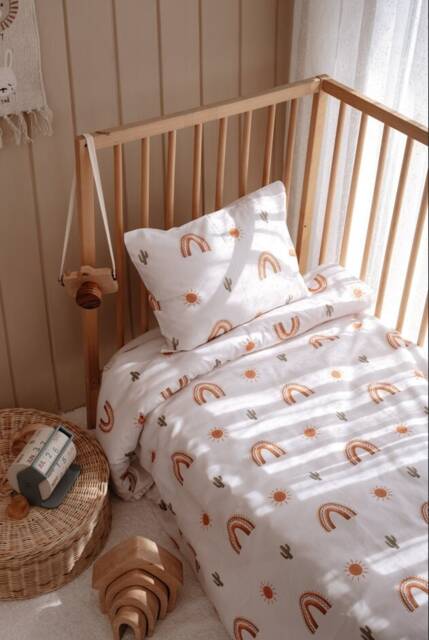 Personalized Baby Duvet Cover Set, Toddler Bedding, Twin Size Custom Baby Bedding, Crib Sun Patterned Kids Bedding - image 1