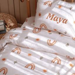 Personalized Baby Duvet Cover Set, Toddler Bedding, Twin Size Custom Baby Bedding, Crib Sun Patterned Kids Bedding - thumbnail 2