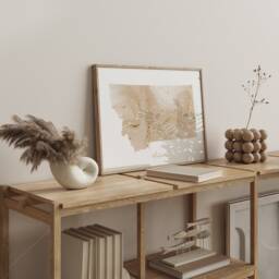 Montana Map Beige & Gold Wall Art Print - Us State Usa United States Of America - thumbnail 2