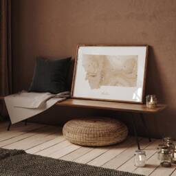 Montana Map Beige & Gold Wall Art Print - Us State Usa United States Of America - thumbnail 3