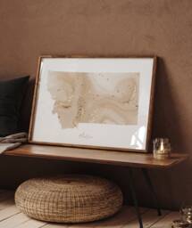 Montana Map Beige & Gold Wall Art Print - Us State Usa United States Of America - thumbnail 1