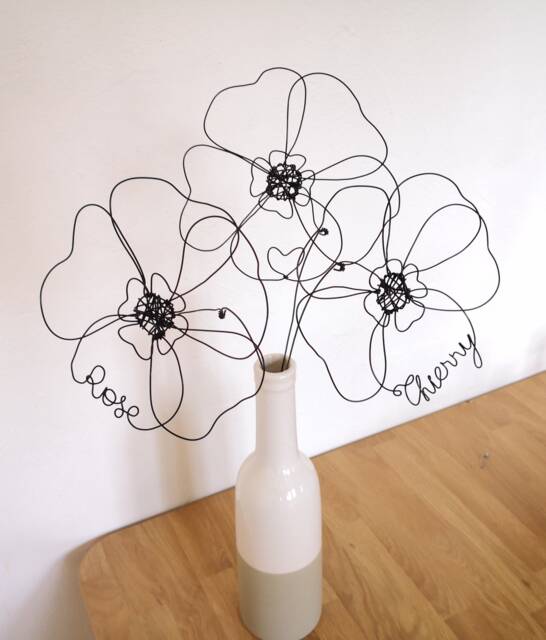 Personalized Metal Flower Bouquet With First Names & Heart, Unique Gift For Couple, Eternal Flowers Love Wedding Anniversary - image 1