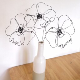 Personalized Metal Flower Bouquet With First Names & Heart, Unique Gift For Couple, Eternal Flowers Love Wedding Anniversary - thumbnail 3