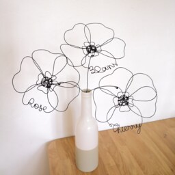 Personalized Metal Flower Bouquet With First Names & Heart, Unique Gift For Couple, Eternal Flowers Love Wedding Anniversary - thumbnail 2