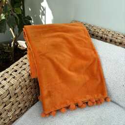 Green Velvet Throw Blanket, Olive Throw, Sofa Lime Bed Gift For Home, Orange , Orange Blanket - thumbnail 4