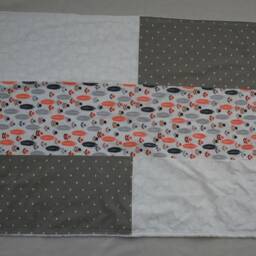 Floral Baby Girl Blanket - Gray, White & Coral Blanket, Patchwork Style, Nursery Decor, Shower Gift - thumbnail 3