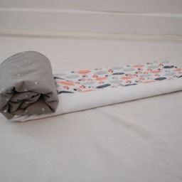 Floral Baby Girl Blanket - Gray, White & Coral Blanket, Patchwork Style, Nursery Decor, Shower Gift - thumbnail 4