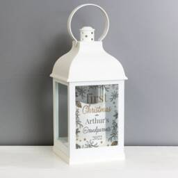 Personalised First Christmas White Lantern - Lantern Gift Couple Gift New Mum Dad - thumbnail 2
