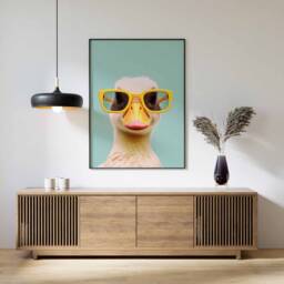 Duck Print, Poster, Funny D??cor, Animal Wall Art, Large in Sunglasses Modern D??cor - thumbnail 1
