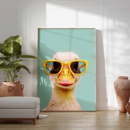 Duck Print, Poster, Funny D??cor, Animal Wall Art, Large in Sunglasses Modern D??cor - thumbnail 2